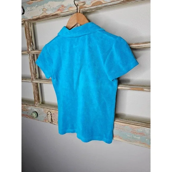 Vintage Lilly Pulitzer Turquoise Terrycloth collared top ladies small - Picture 6 of 7
